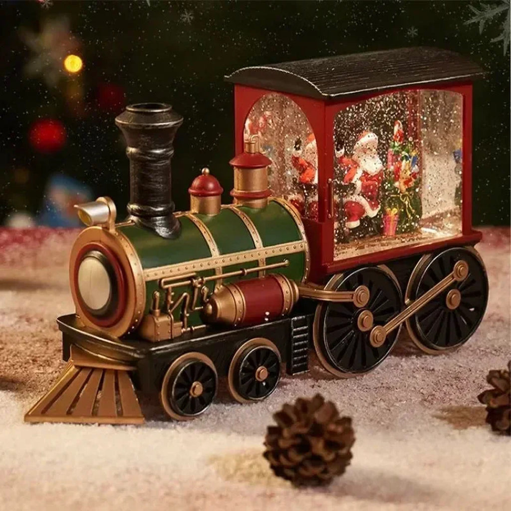 Christmas Train Snow Globe Music Box - Lighted Musical Christmas Train Decoration with Santa or Snow #g01