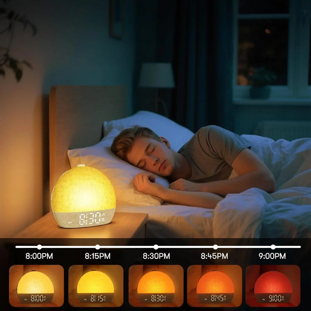 Sunrise Alarm Clock with White Noise Sound Machine - Wake Up Light with 30 Sleep Sounds, 12 RGB Nigh #g02