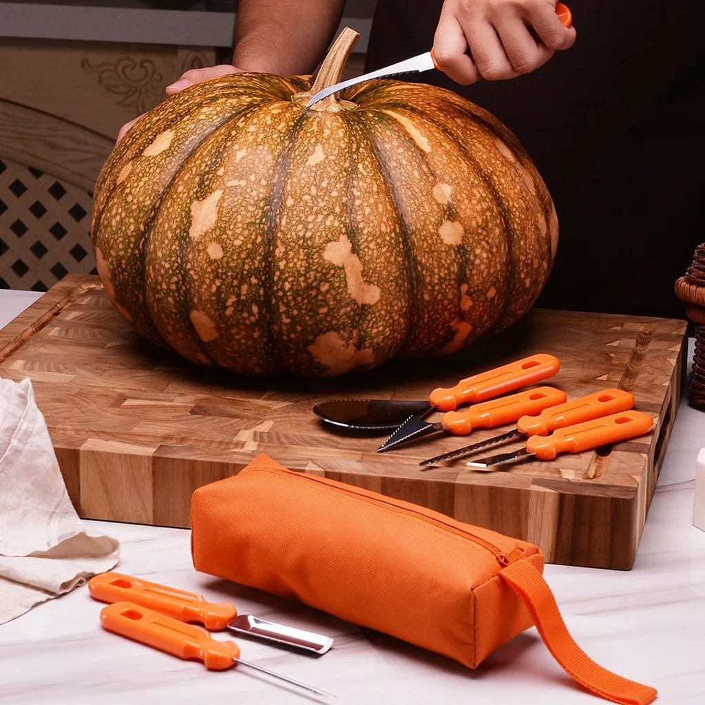 Pumpkin Carving Kit 7 Piece Stainless Steel Pumpkin Carving Tools with Serrated Scoop, Saws, Gouges  #g03