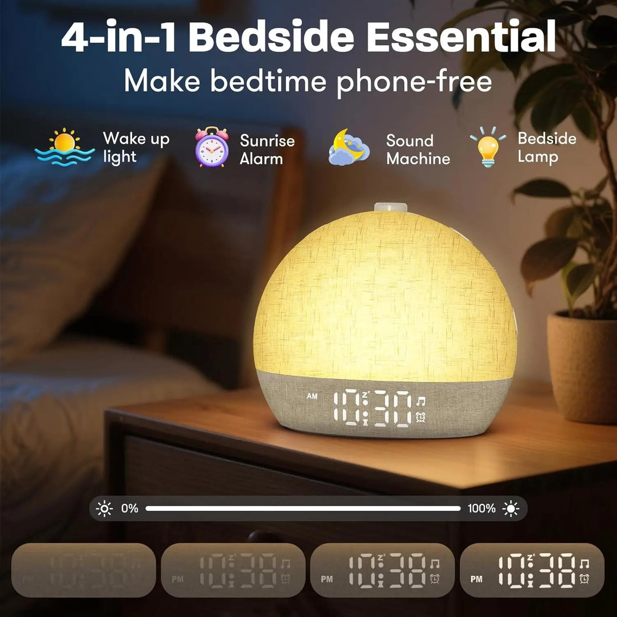 Sunrise Alarm Clock with White Noise Sound Machine - Wake Up Light with 30 Sleep Sounds, 12 RGB Nigh #g03