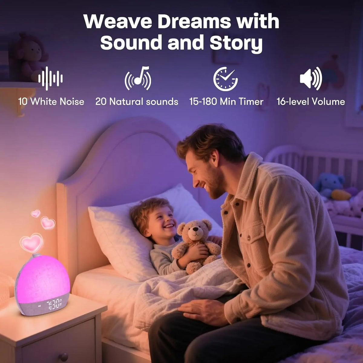 Sunrise Alarm Clock with White Noise Sound Machine - Wake Up Light with 30 Sleep Sounds, 12 RGB Nigh #g04