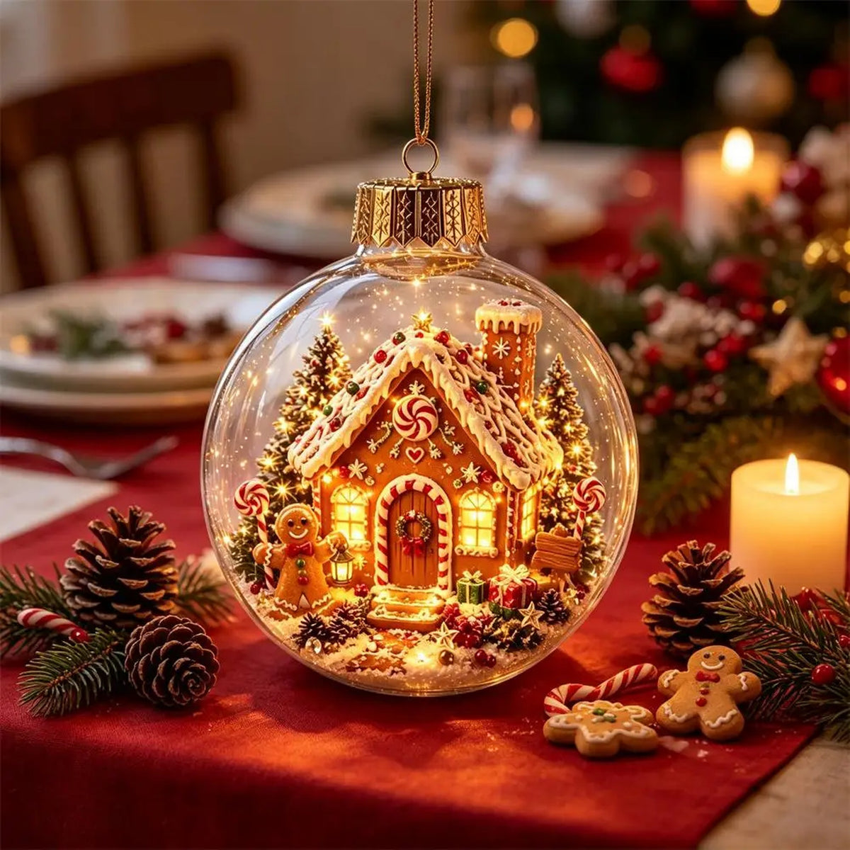 Christmas Ball Ornament with LED Light - Light Up Clear Shatterproof Hanging Ornament, 3.15 in, 8 Fe #g04