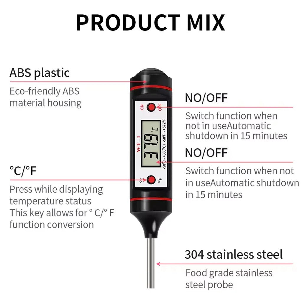 Instant Read Thermometer for Food and Liquids - Digital Probe Thermometer -58°F to 572°F with Large  #g05