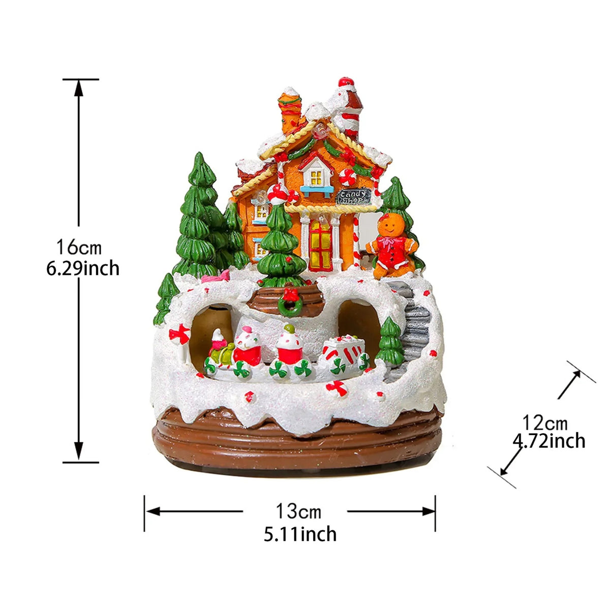 Christmas Village House with Lights and Music - Rotating Carousel Gingerbread House Decoration, 6.3  #g05