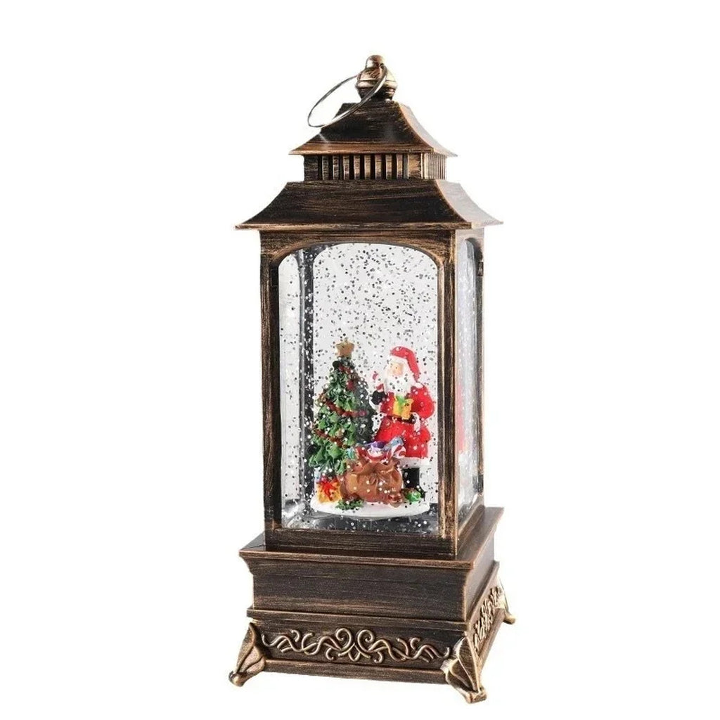 Christmas Lantern Snow Globe - Lighted Snow Globe Lantern with Swirling Glitter, USB or Battery Oper #g05