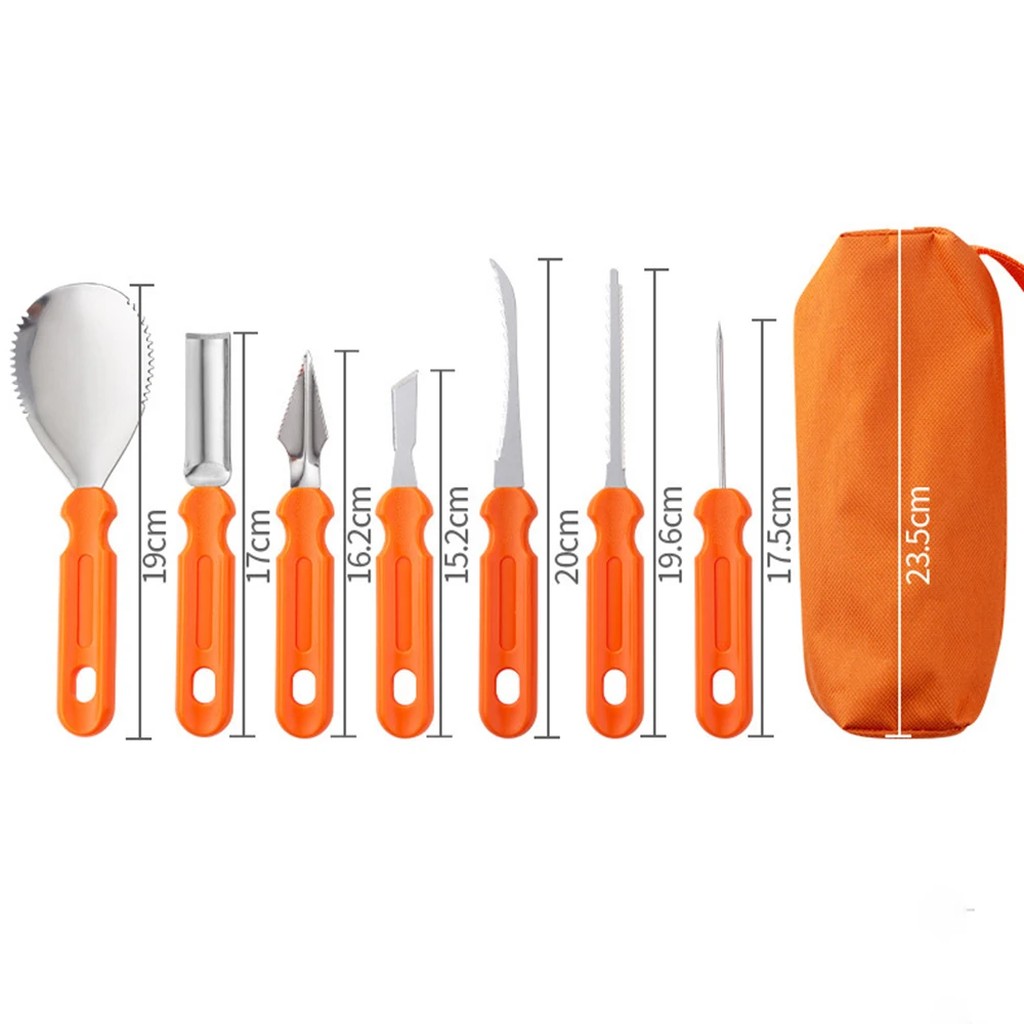 Pumpkin Carving Kit 7 Piece Stainless Steel Pumpkin Carving Tools with Serrated Scoop, Saws, Gouges  #g05