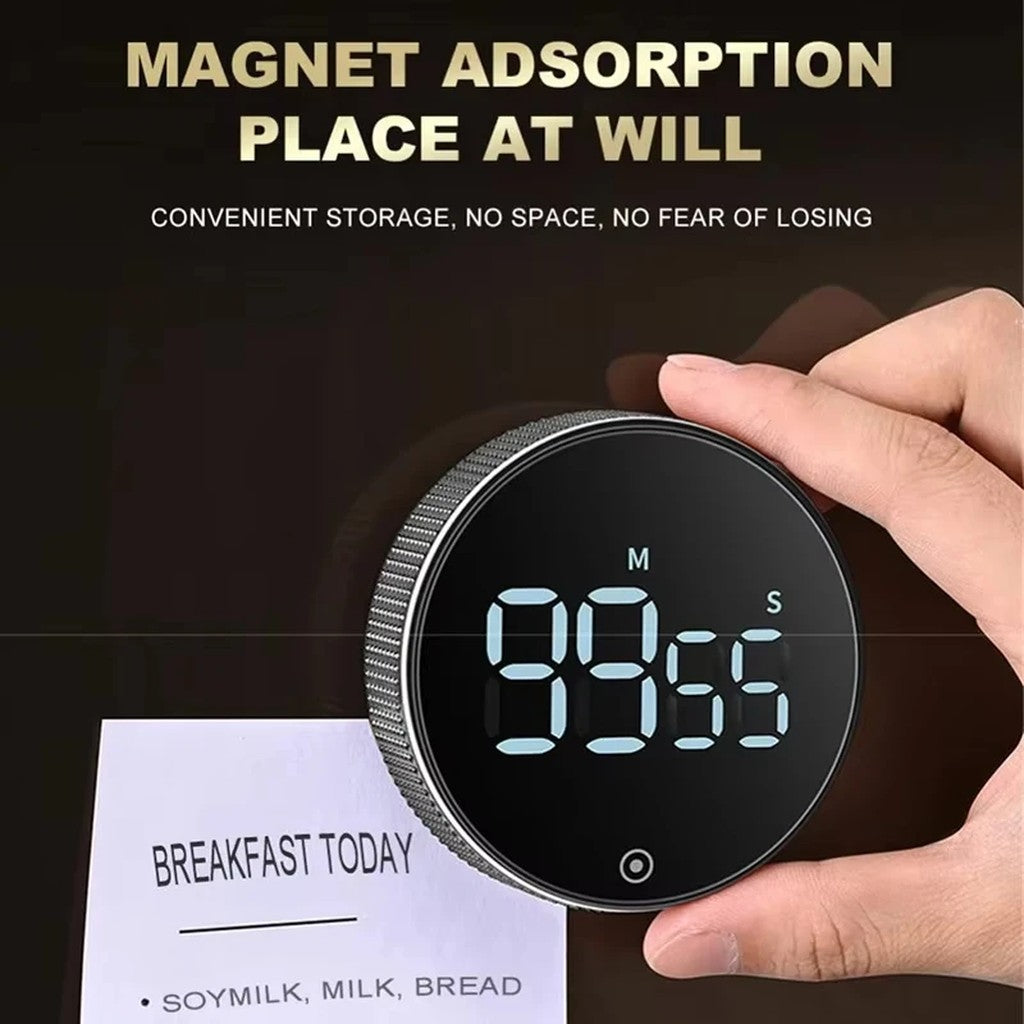 Kitchen Timer Digital Magnetic - LED Countdown Timer with Rotary Knob, 3 Volume Levels & Silent Mode #g05