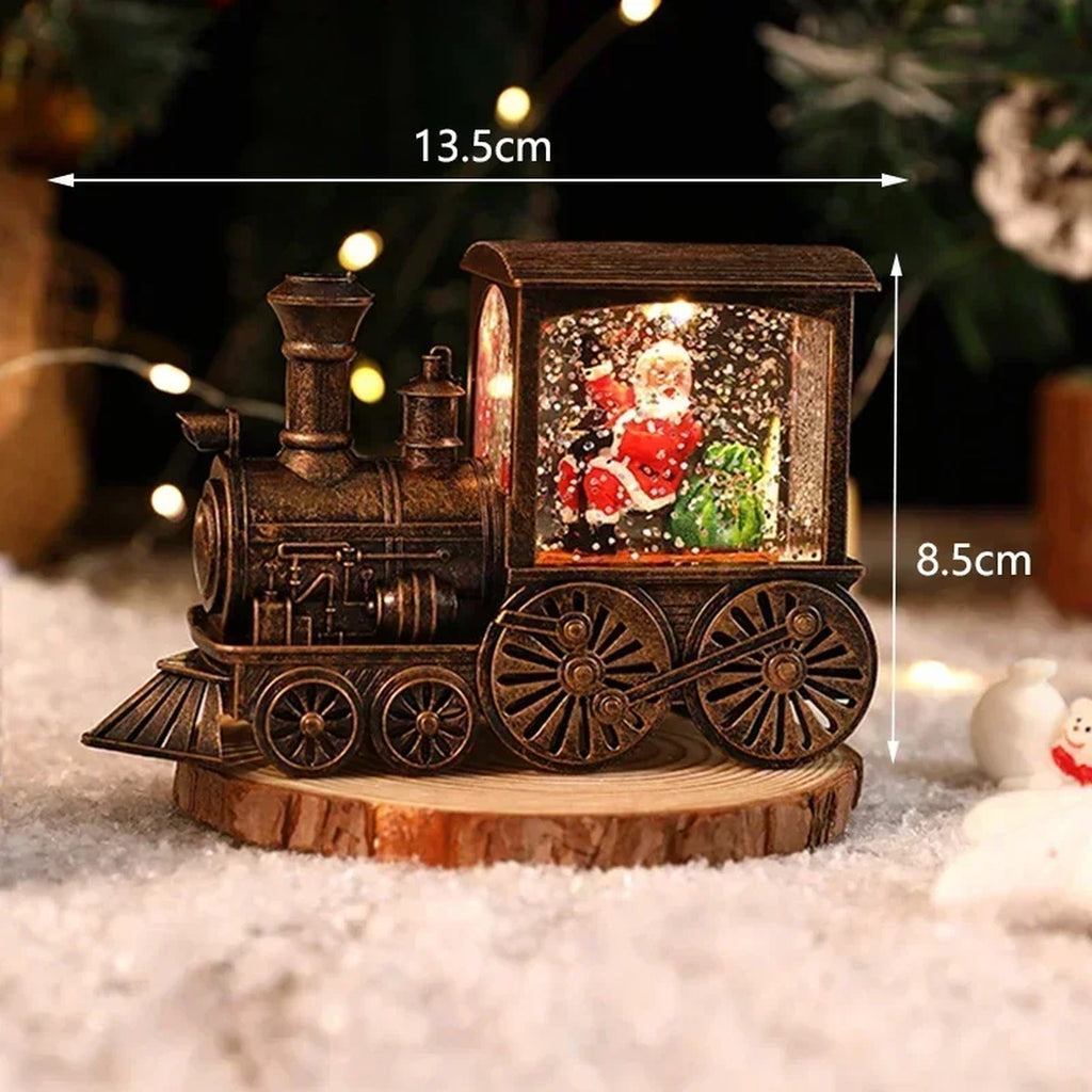 Christmas Train Snow Globe Music Box - Lighted Musical Christmas Train Decoration with Santa or Snow #g06