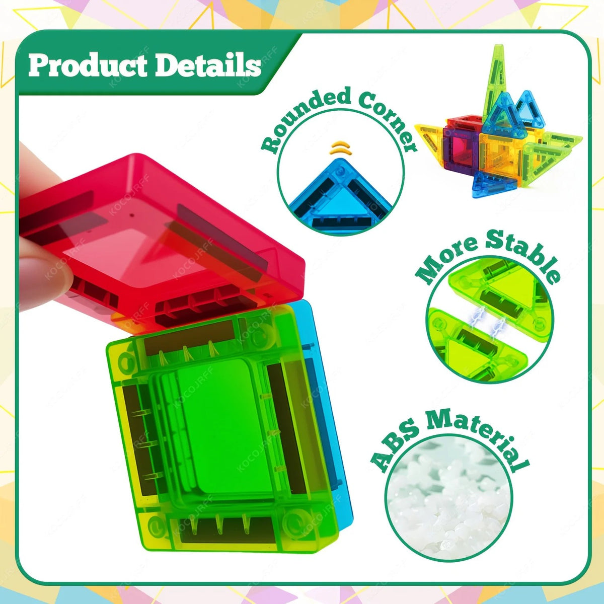 Magnetic Tiles Mini Travel Set in Metal Tin - 26, 40 or 57 Pcs Magnetic Building Blocks with Rounded #g06