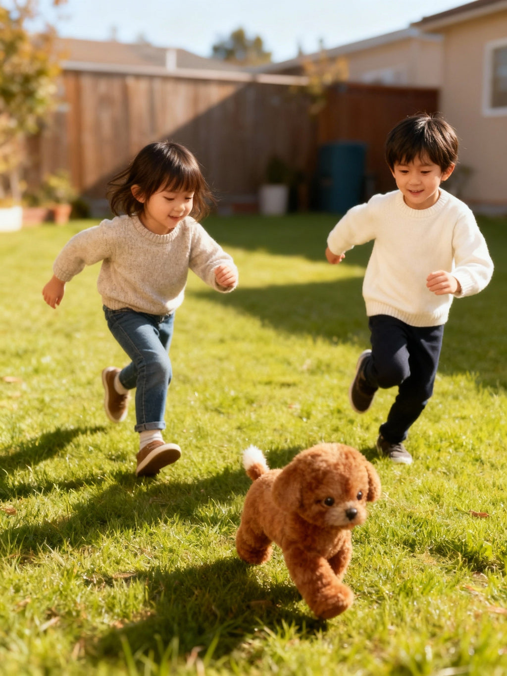 Nicoo Interactive Robot Puppy with child showing size and playability