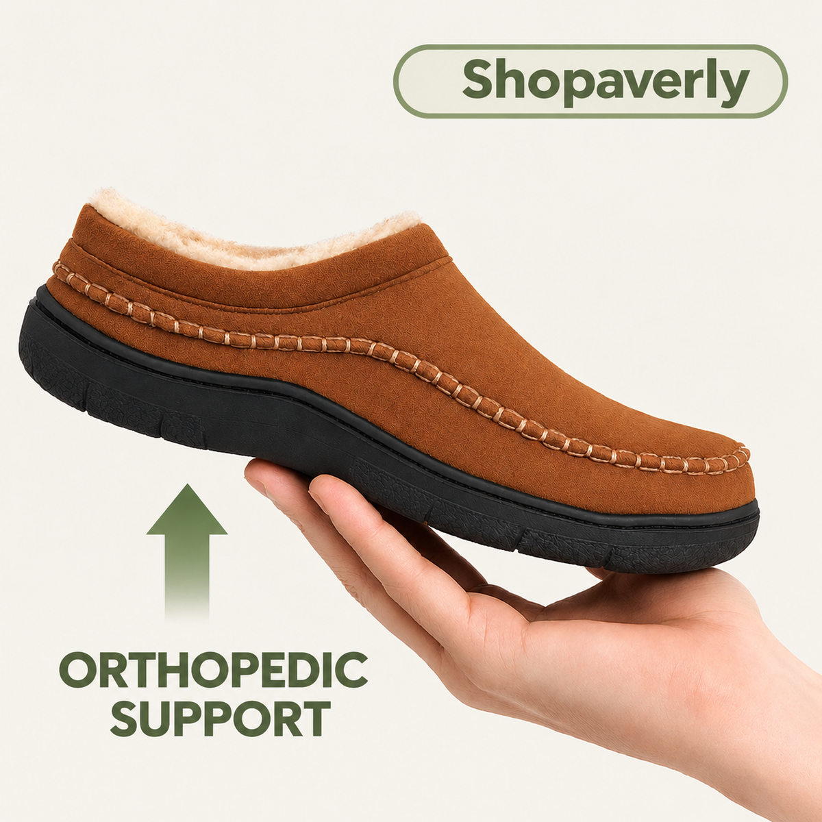 Men's orthopedic slippers in gray color with warm fleece lining visible.