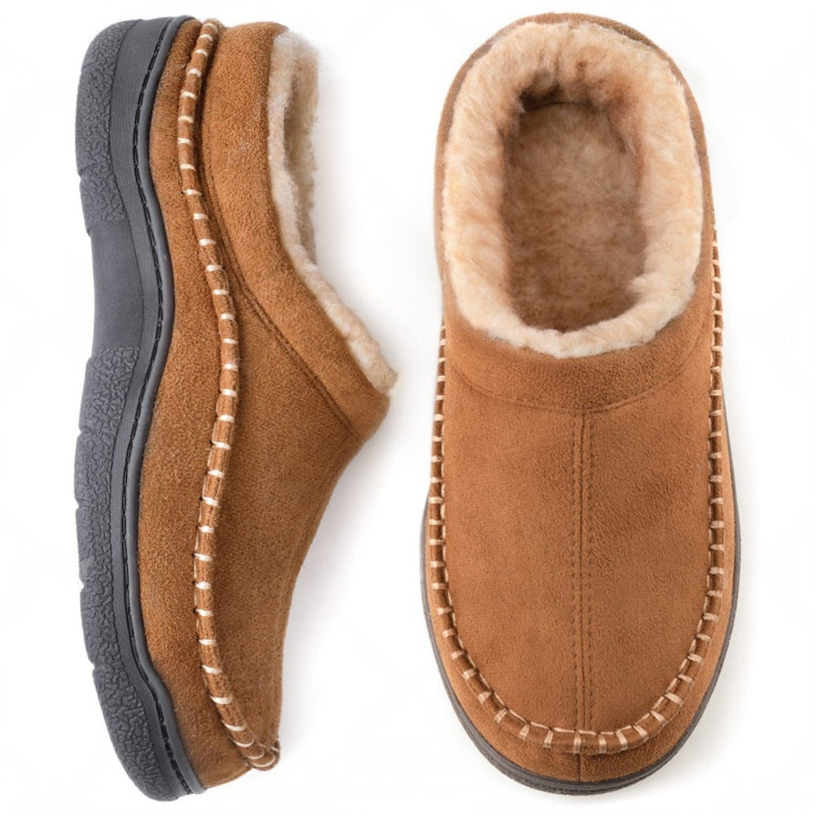Men's orthopedic slippers in light brown color with classic styling.