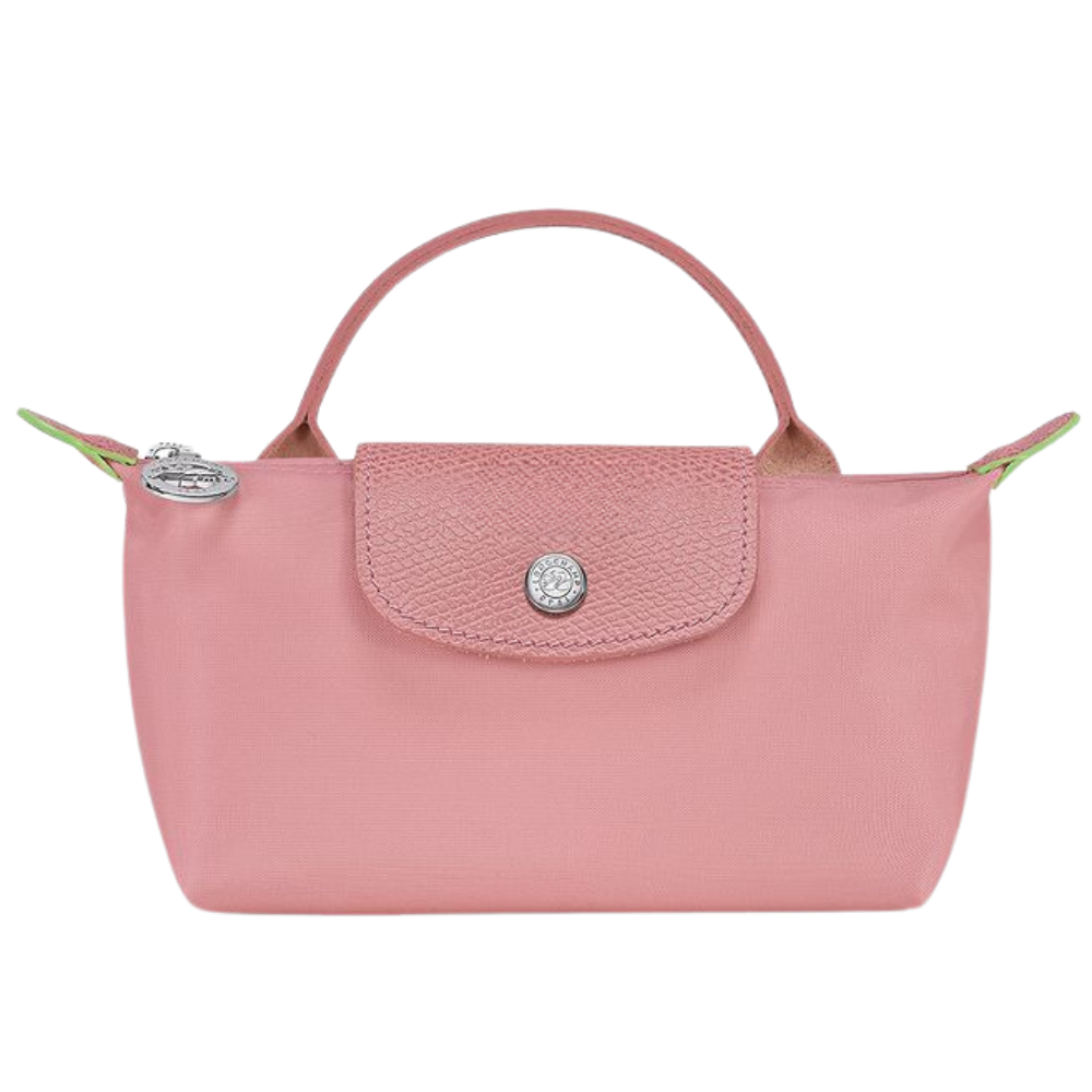 Longchamp Élan Mini Bag close-up of polyamide fabric and leather trim quality.