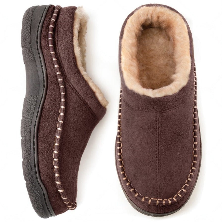 Men's orthopedic slippers in coffee color showing slip-on design.