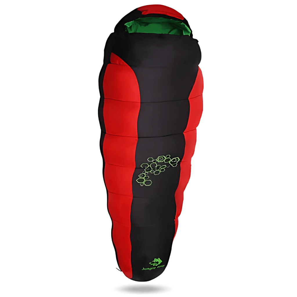 Close-up of extreme cold sleeping bag showing waterproof polyester taffeta outer shell and soft pongee lining