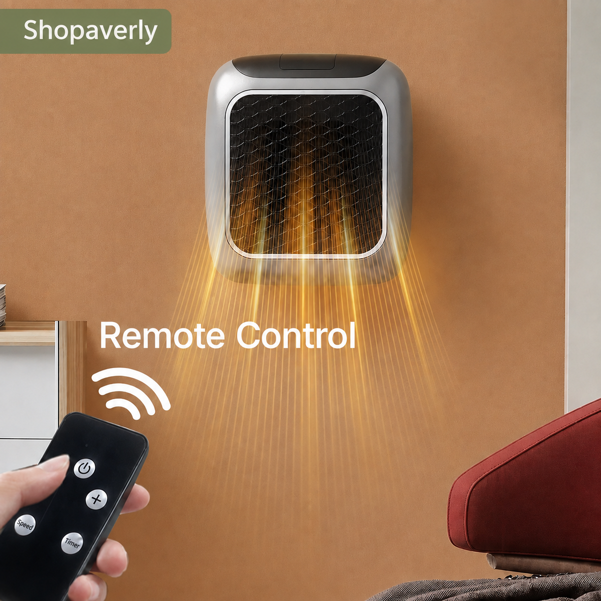 Shopaverly compact ceramic heater technical specifications and dimensions diagram
