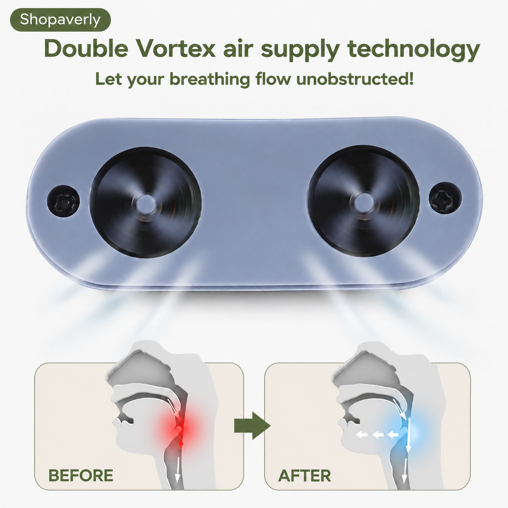 Anti-snoring CPAP device in use, demonstrating comfortable mask-free nasal therapy