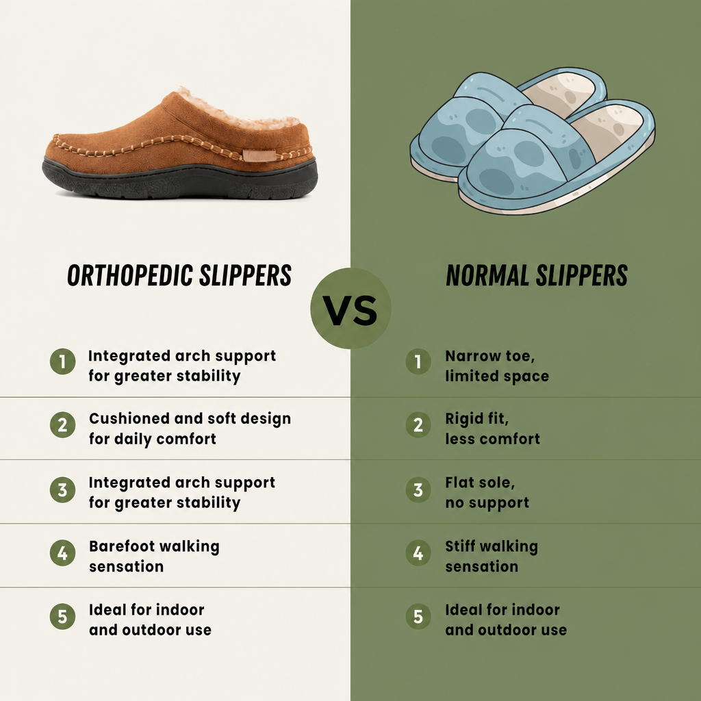 Anti-slip rubber sole detail on men's orthopedic house slippers.