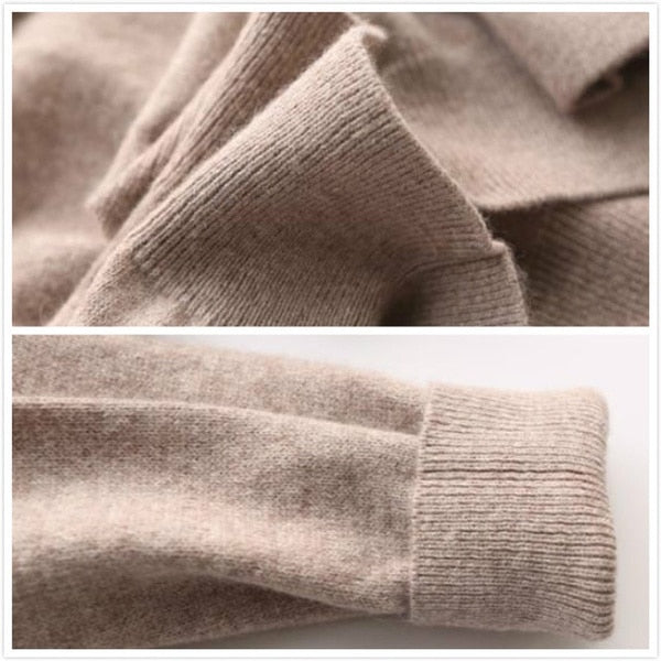 Side view of men's premium cashmere sweater highlighting refined tailoring