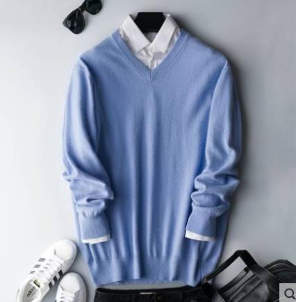 Men's gray cashmere crew neck sweater styled for casual wear