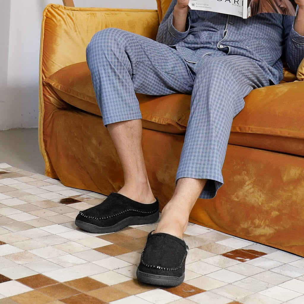 Men's orthopedic slippers in brown color with soft microsuede finish.