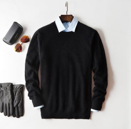 Light blue cashmere sweater for men in crew neck style