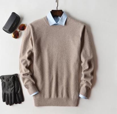 Detail shot of cashmere sweater neckline and shoulder construction