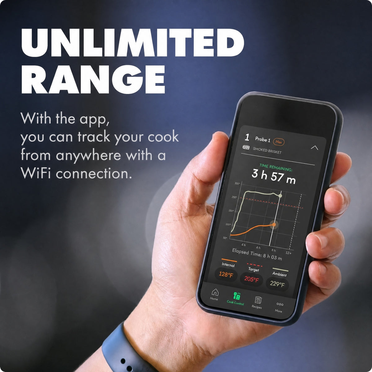 Smart Meat Thermometer with 3 Ultra-Thin Probes, WiFi Unlimited Range, 5 Sensors per Probe, Heat Res #k_g
