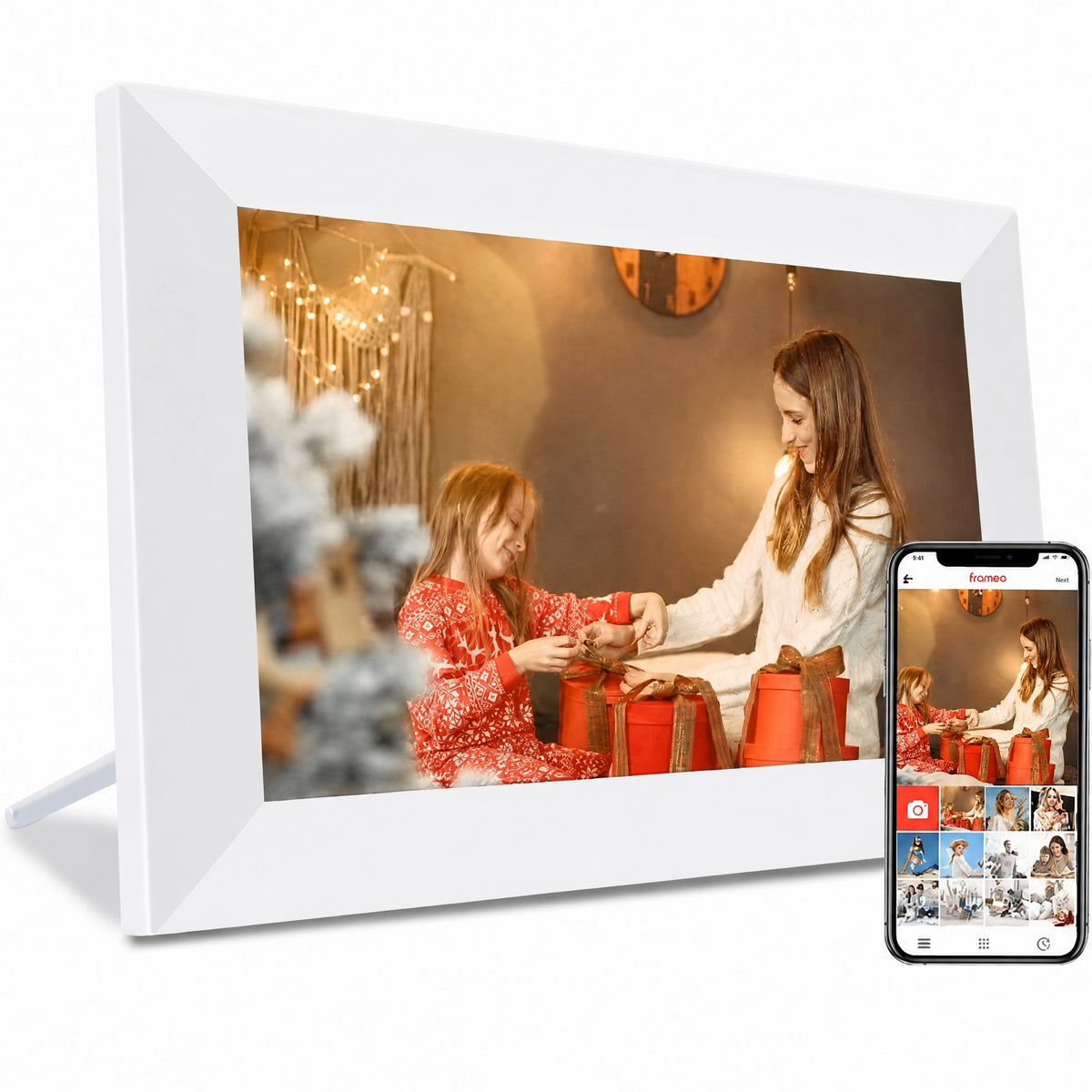 Digital Picture Frame 10.1 Inch WiFi with Calendar, 1280x800 IPS HD Touch Screen, 64GB Storage, Auto #k_s