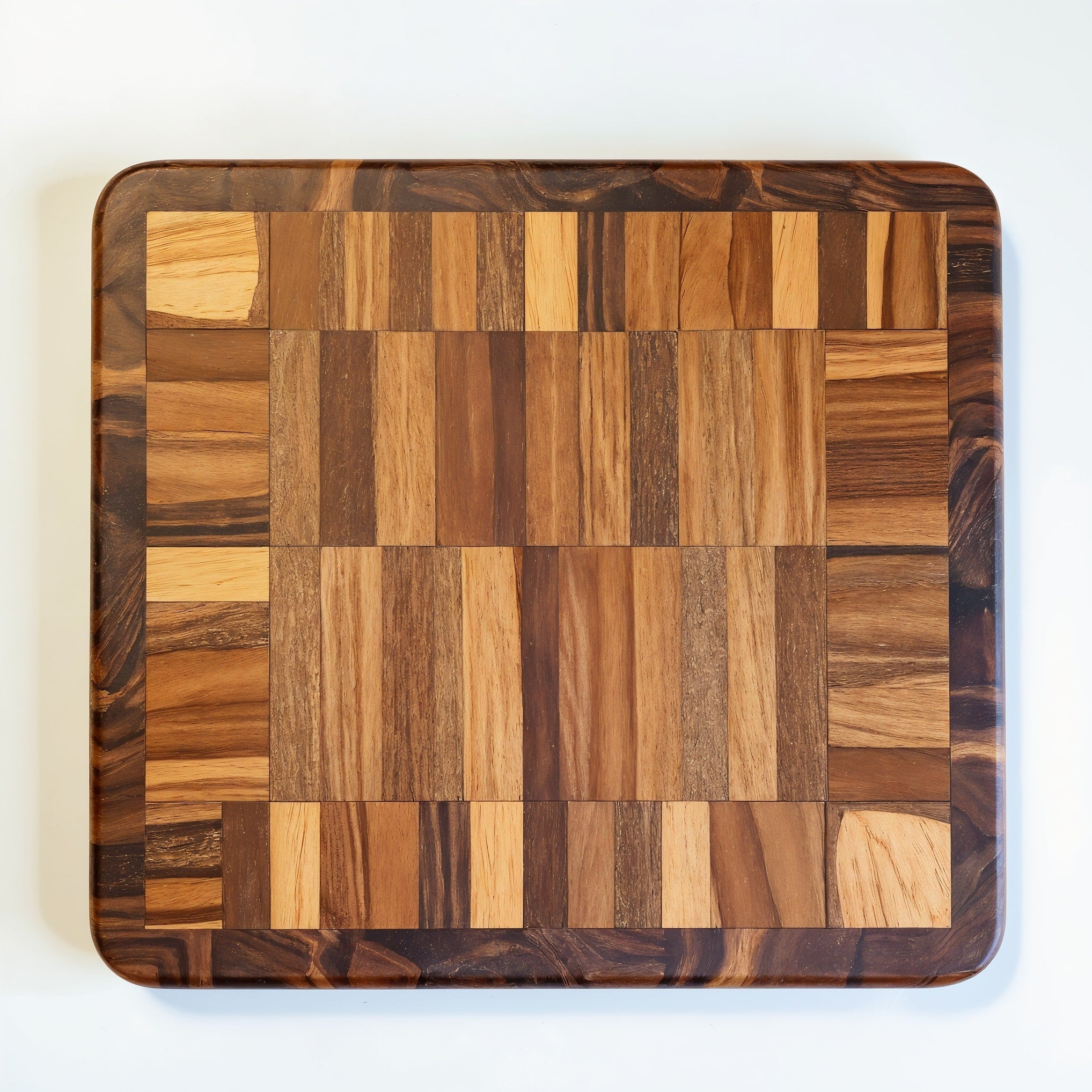 Shopaverly Zebrawood Butcher Block — top-down view displaying full zebrawood grain pattern