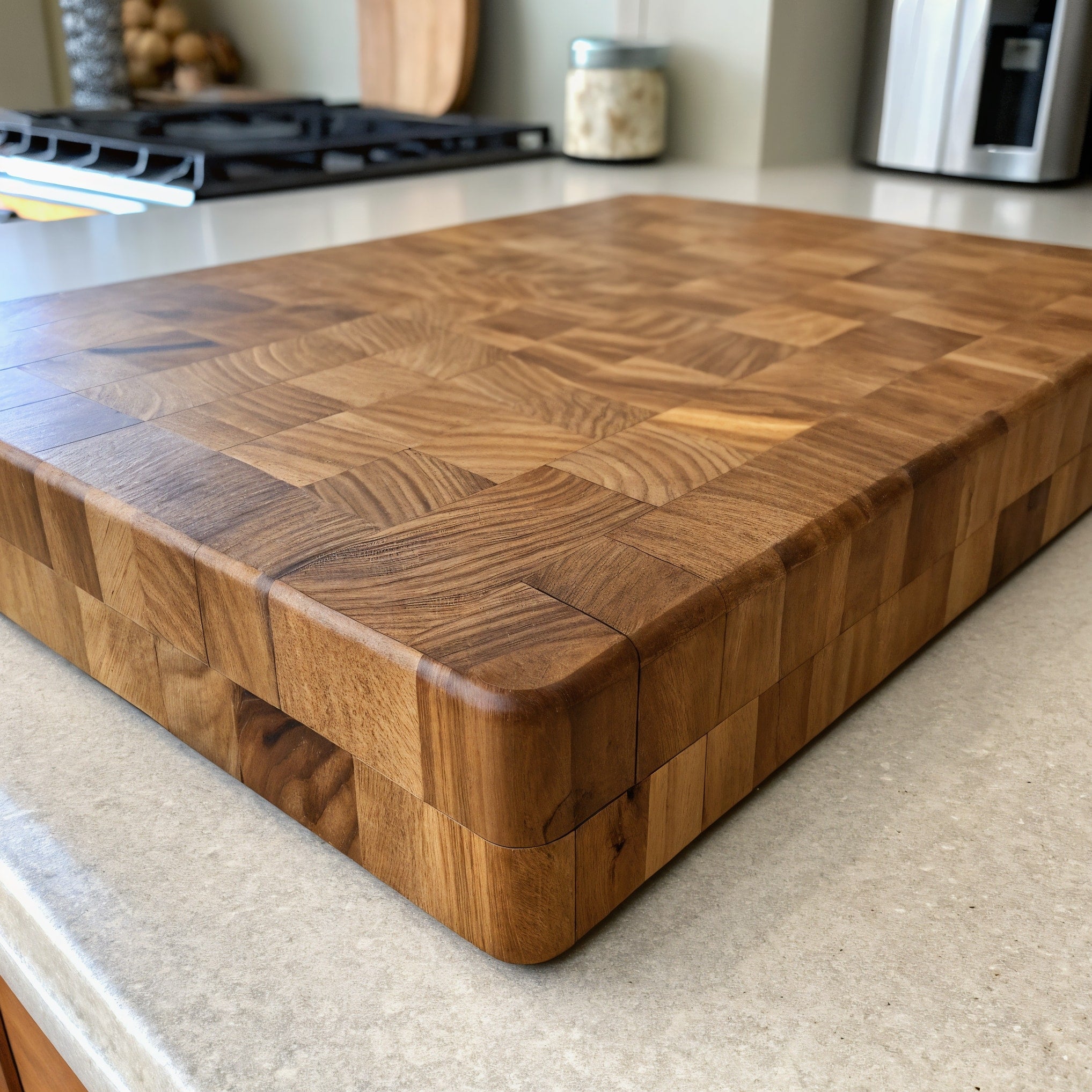 Shopaverly Elm Sturdy Butcher Block — three-quarter angled view showing wood grain and thickness