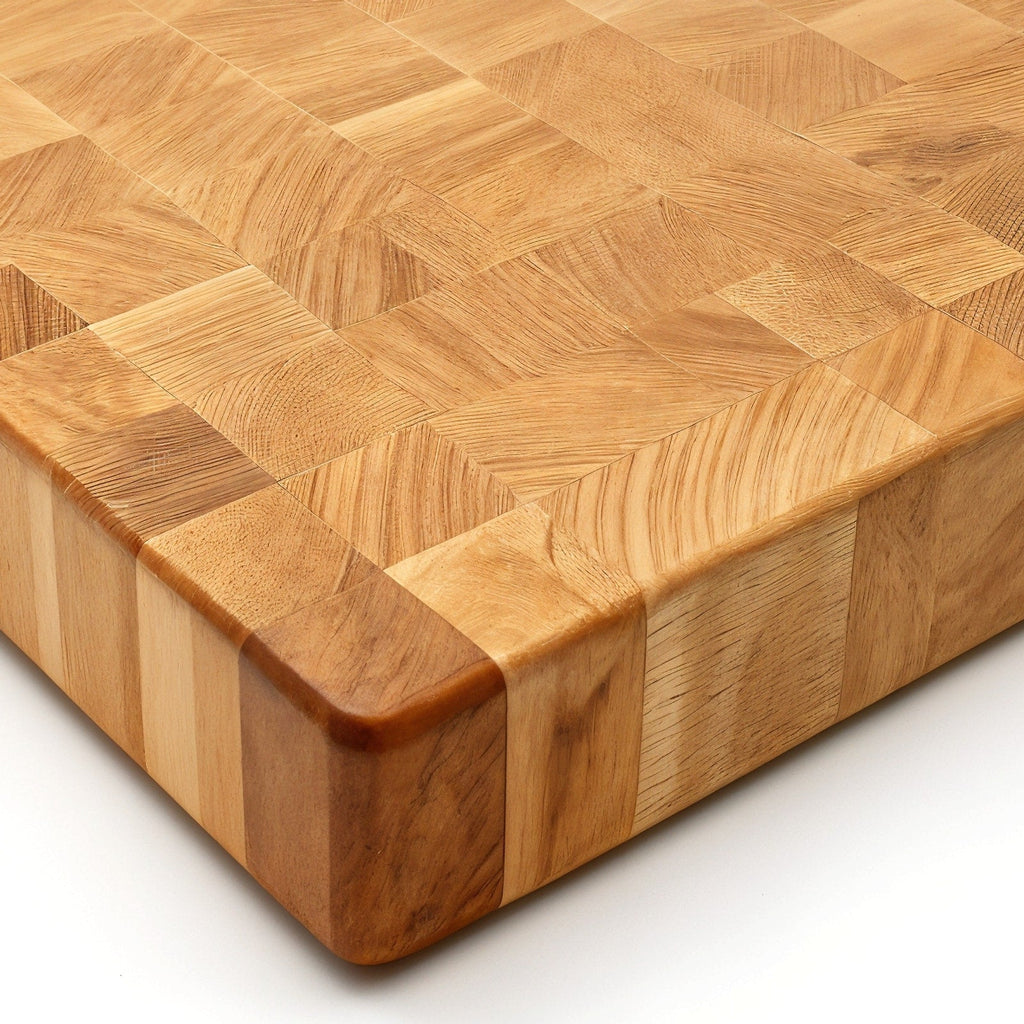 Shopaverly Sycamore Deluxe Butcher Block — close view of the front edge showing the thickness and rounded edges