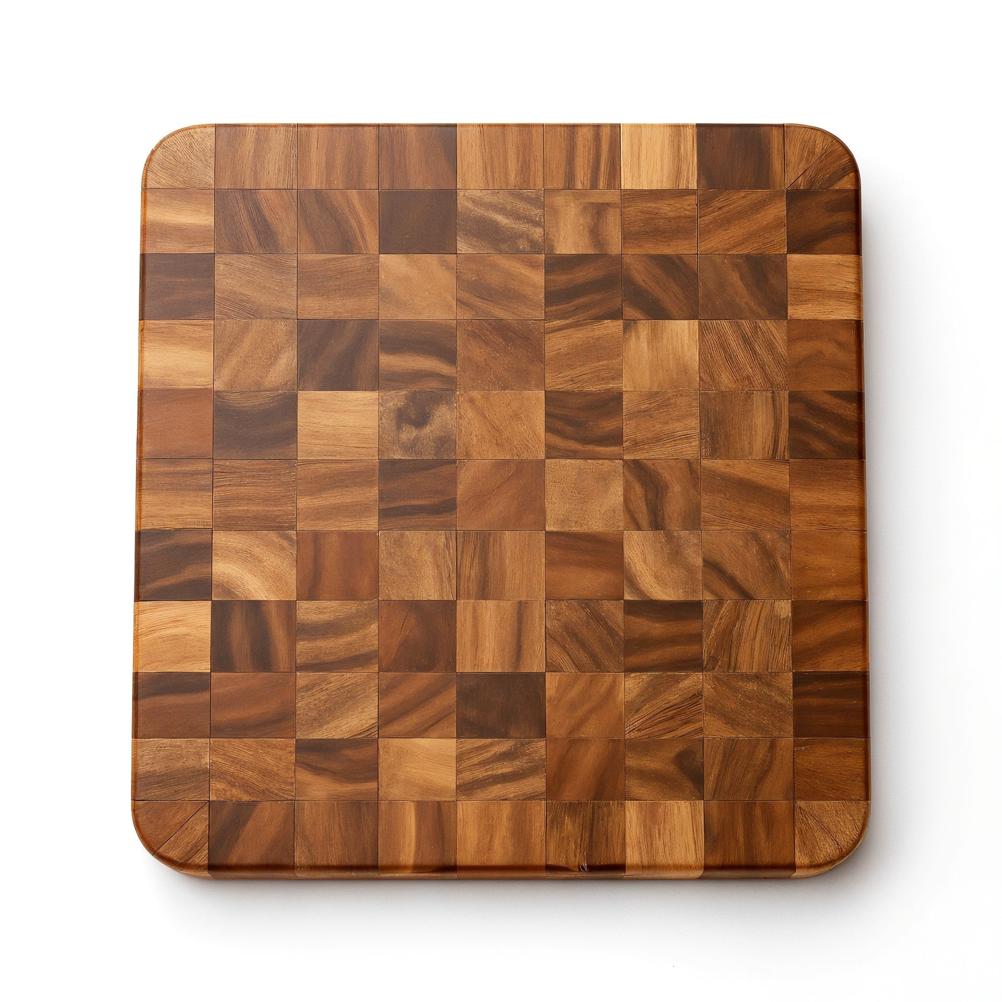 Shopaverly Teak Luxury Butcher Block — strict top-down view highlighting the end-grain pattern