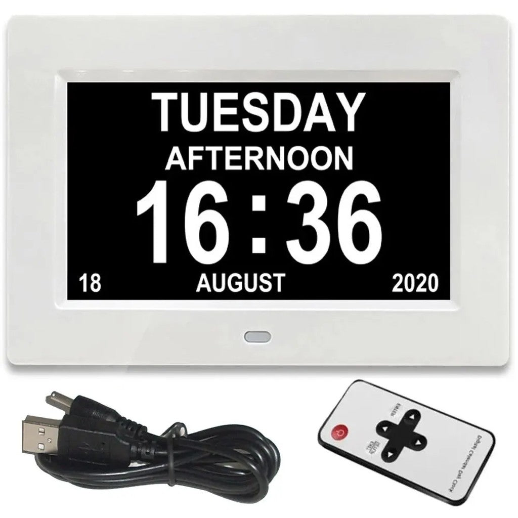 Calendar Clock 7 Inch Digital Day Clock with Day and Date, 12 Alarms, Multi-Language Display, Auto D #s_S
