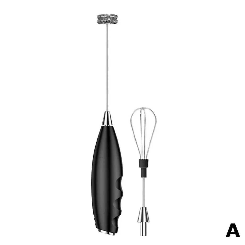Milk Frother Handheld with Egg Whisk Attachment - Battery Operated Cordless Coffee Foamer, 2 Stainle #s_S