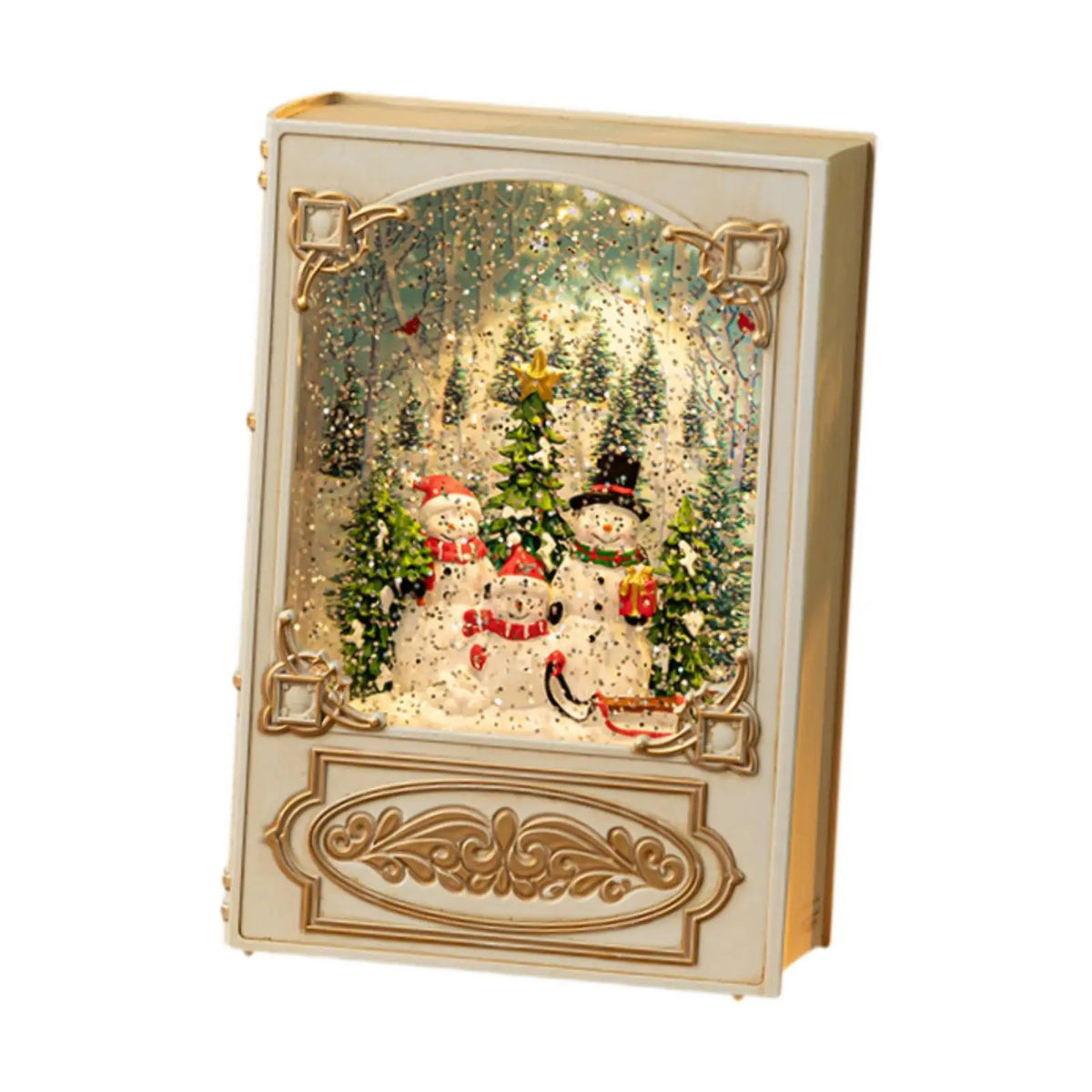 Christmas Snow Globe Music Box - Musical Lighted Snow Globe Night Light, Book or Panorama Style, USB #s_S