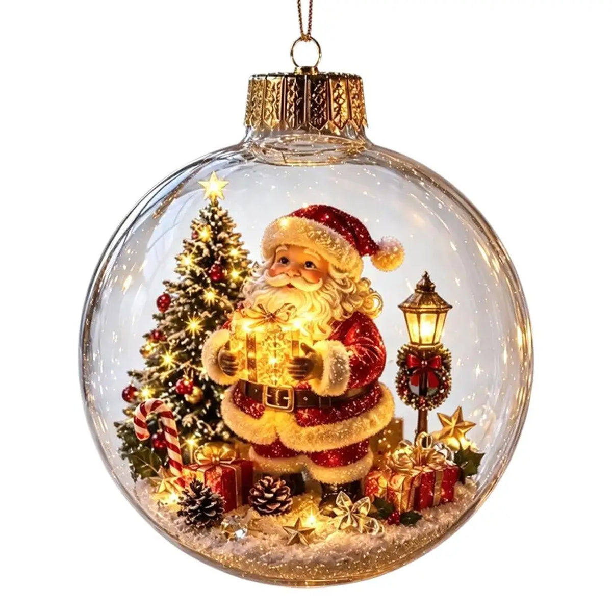 Christmas Ball Ornament with LED Light - Light Up Clear Shatterproof Hanging Ornament, 3.15 in, 8 Fe #s_S