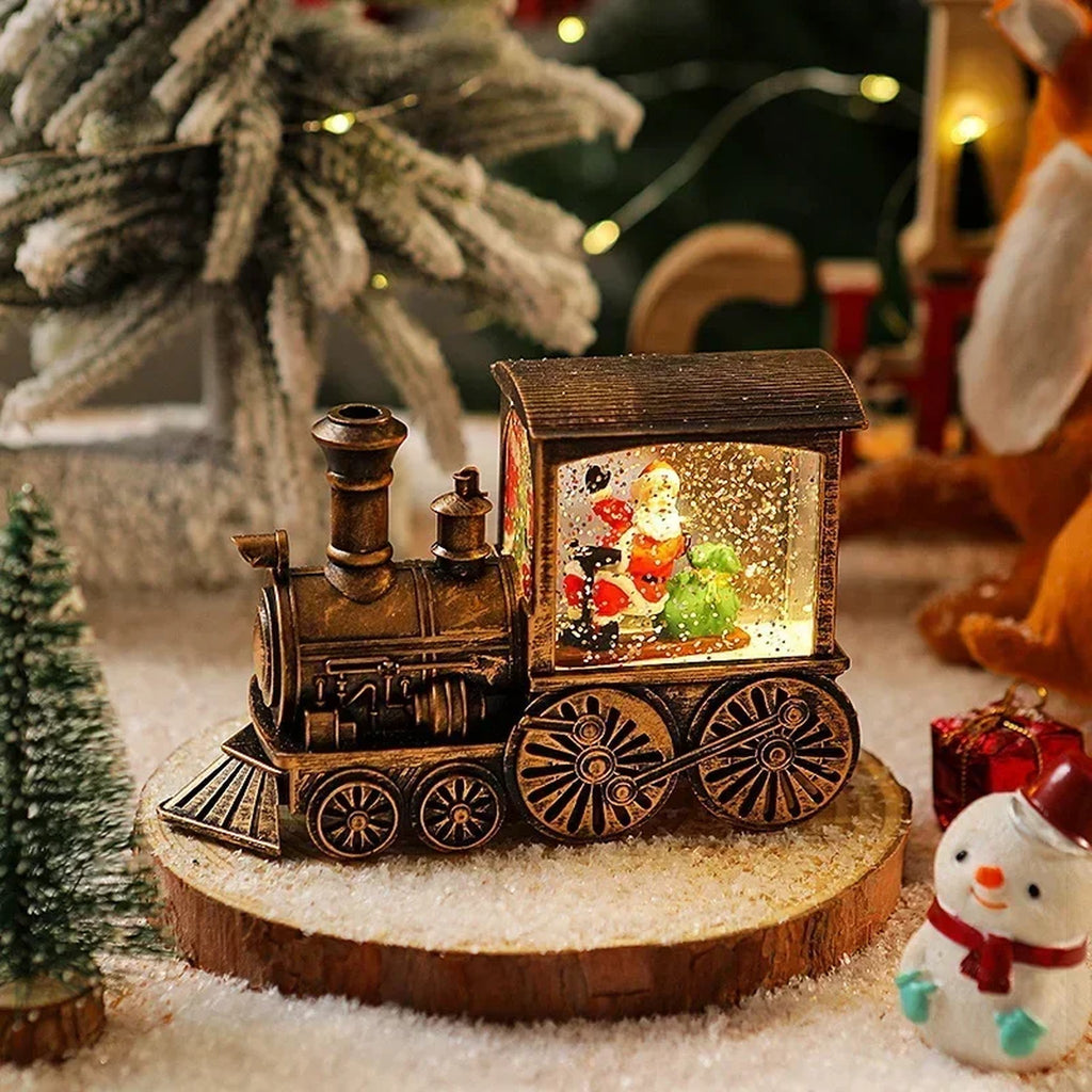 Christmas Train Snow Globe Music Box - Lighted Musical Christmas Train Decoration with Santa or Snow #s_S