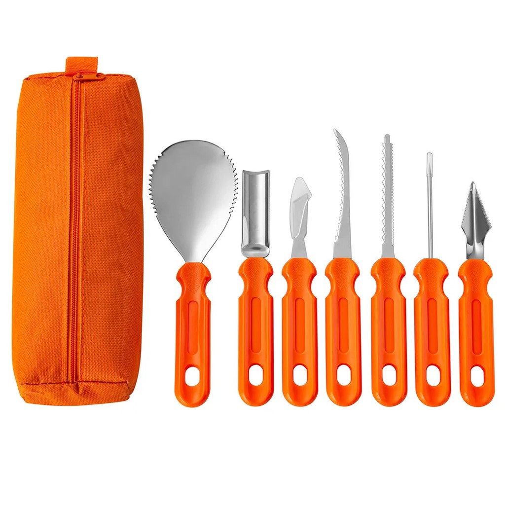 Pumpkin Carving Kit 7 Piece Stainless Steel Pumpkin Carving Tools with Serrated Scoop, Saws, Gouges  #s_S