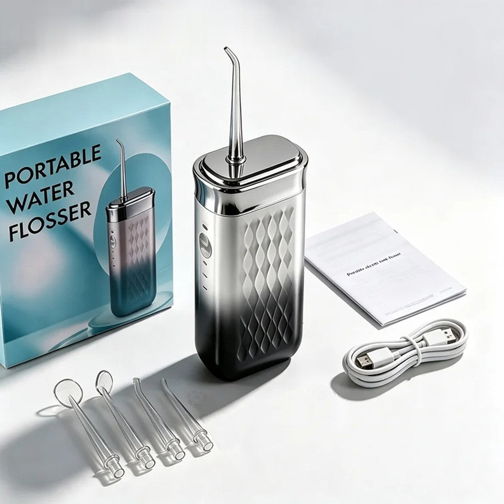 Portable Water Flosser Cordless - Foldable or Collapsible Travel Oral Irrigator, 0.6 mm Jet, Adjusta #s_S