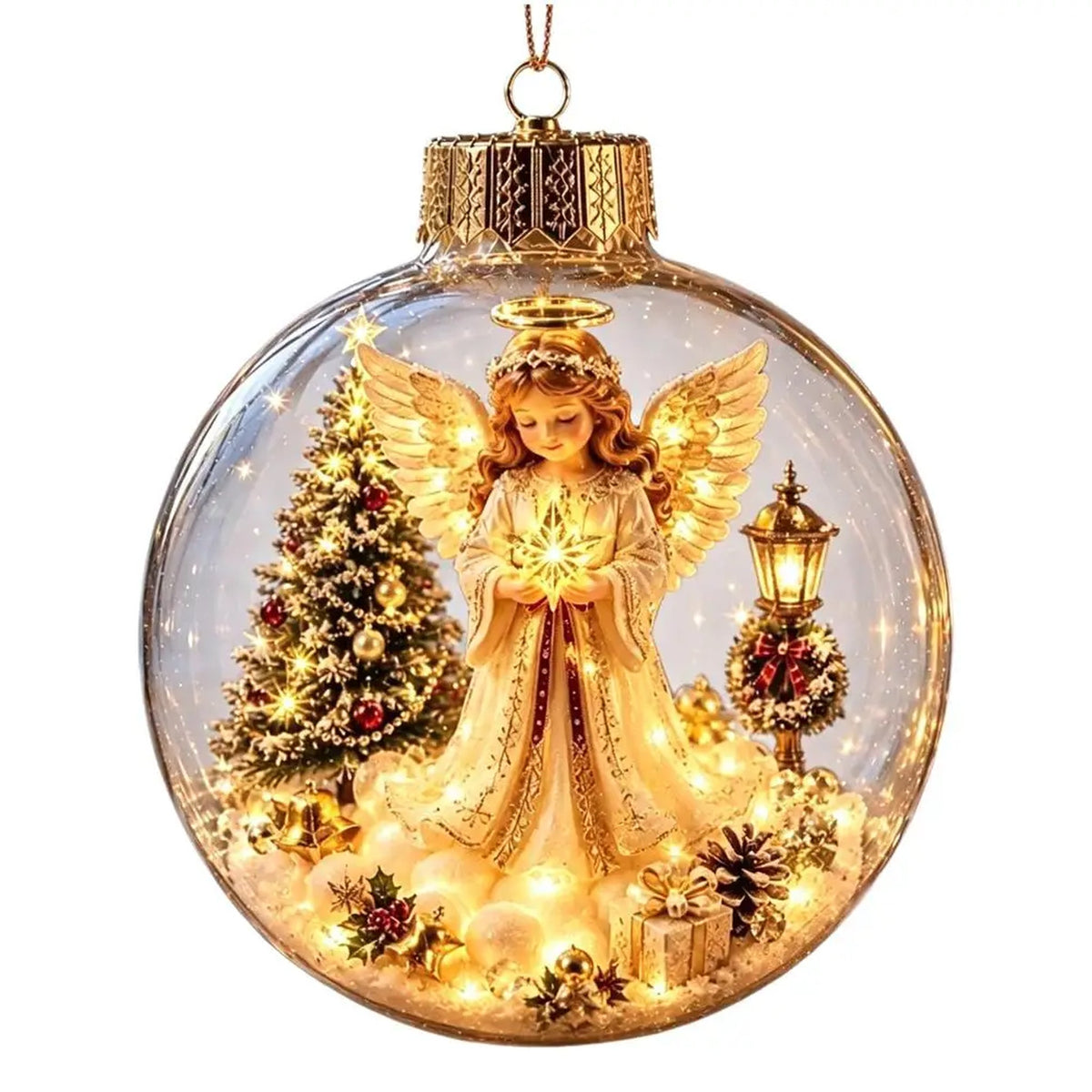 Christmas Ball Ornament with LED Light - Light Up Clear Shatterproof Hanging Ornament, 3.15 in, 8 Fe #s_S