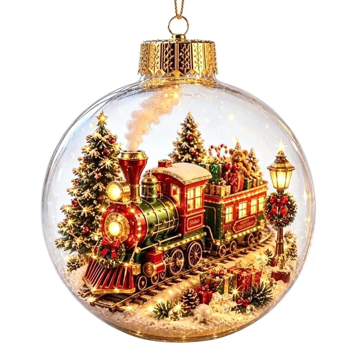 Christmas Ball Ornament with LED Light - Light Up Clear Shatterproof Hanging Ornament, 3.15 in, 8 Fe #s_S