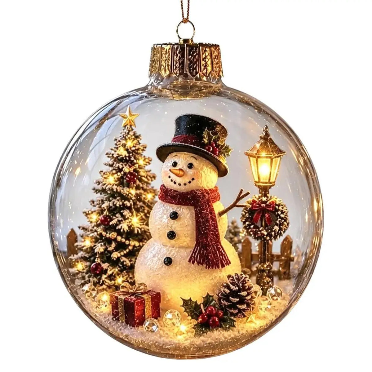 Christmas Ball Ornament with LED Light - Light Up Clear Shatterproof Hanging Ornament, 3.15 in, 8 Fe #s_S