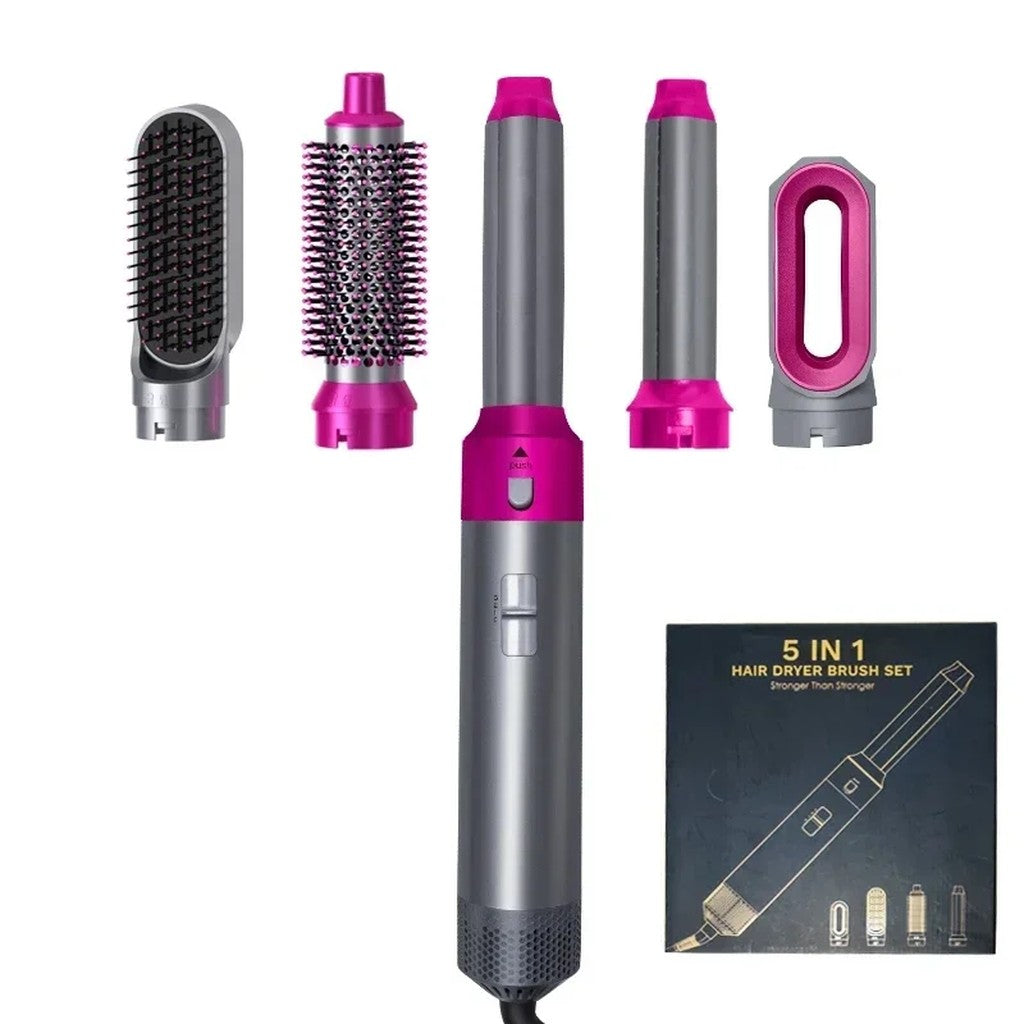 Blow Dryer Brush 5 in 1 Hair Styler Set - Hot Air Brush with 2 Air Curling Barrels, Round Brush & Sm #s_S