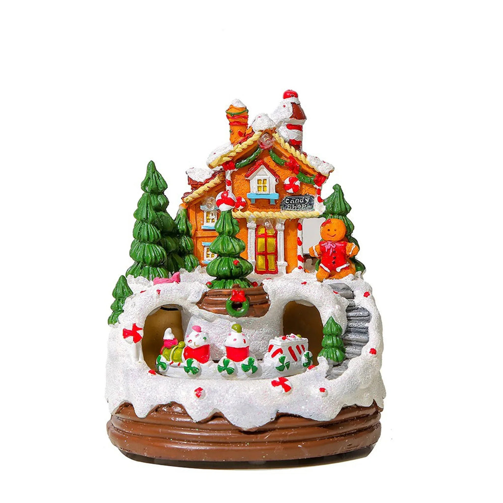 Christmas Village House with Lights and Music - Rotating Carousel Gingerbread House Decoration, 6.3  #s_S