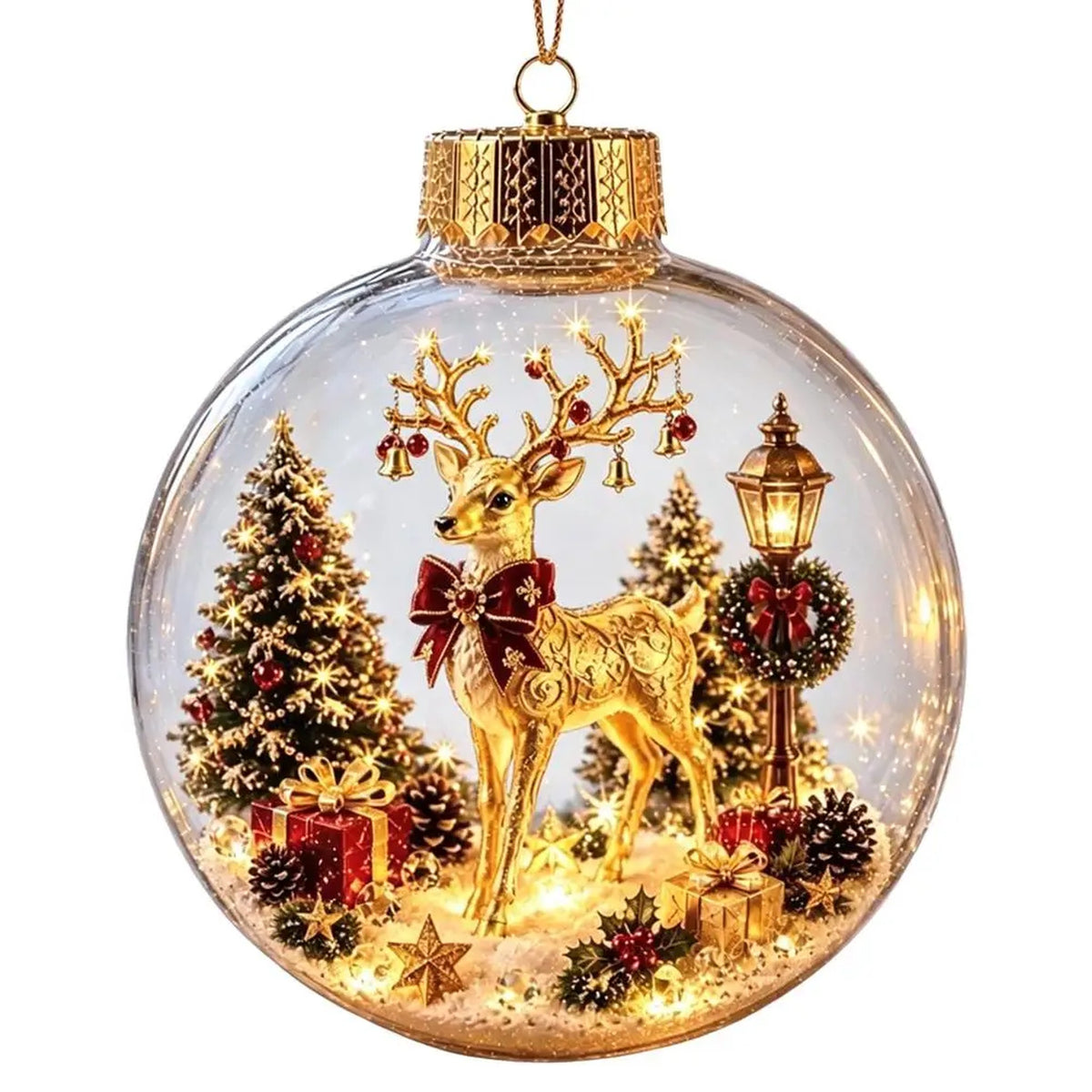 Christmas Ball Ornament with LED Light - Light Up Clear Shatterproof Hanging Ornament, 3.15 in, 8 Fe #s_S
