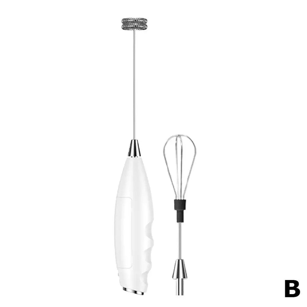 Milk Frother Handheld with Egg Whisk Attachment - Battery Operated Cordless Coffee Foamer, 2 Stainle #s_S
