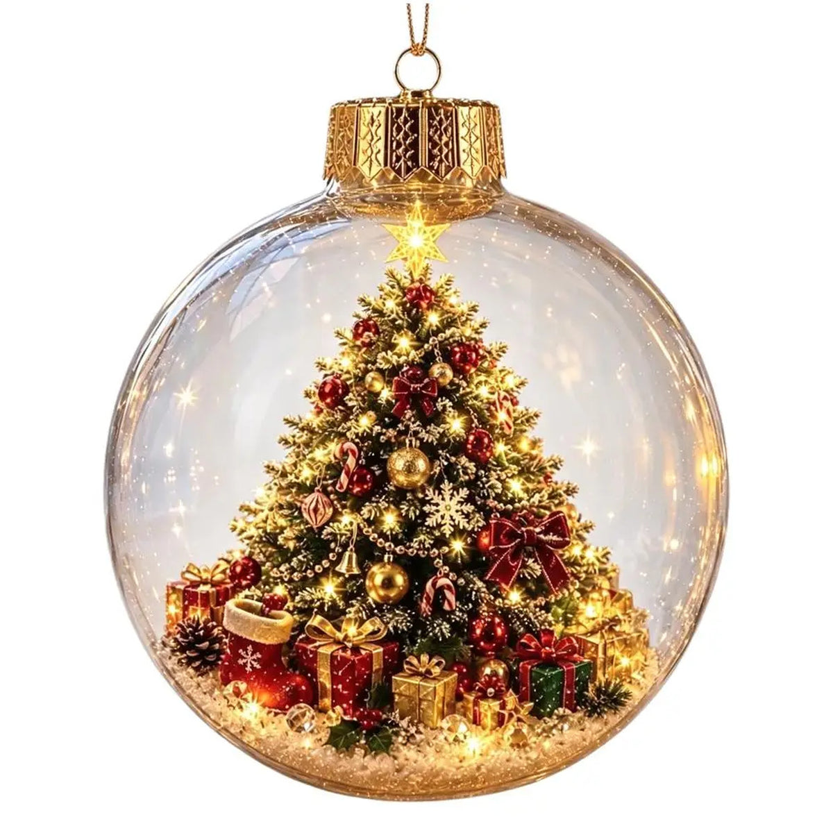Christmas Ball Ornament with LED Light - Light Up Clear Shatterproof Hanging Ornament, 3.15 in, 8 Fe #s_S