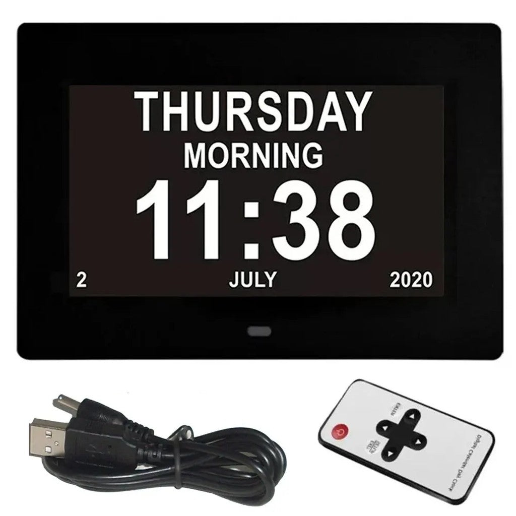 Calendar Clock 7 Inch Digital Day Clock with Day and Date, 12 Alarms, Multi-Language Display, Auto D #s_S
