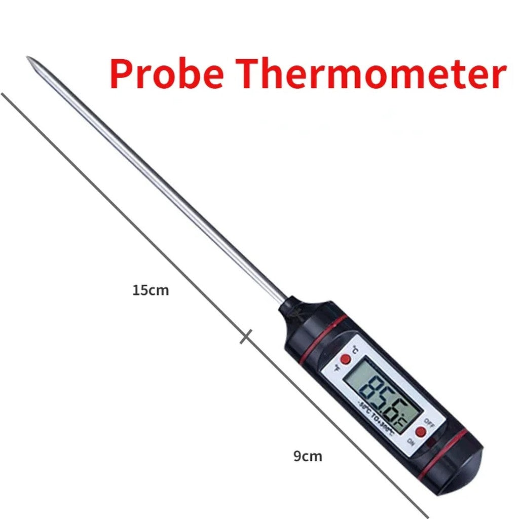 Digital Meat Thermometer with Probe & Kitchen Timer, 3.3 ft Steel Cable, -58 to 572°F, Magnetic Back #s_S